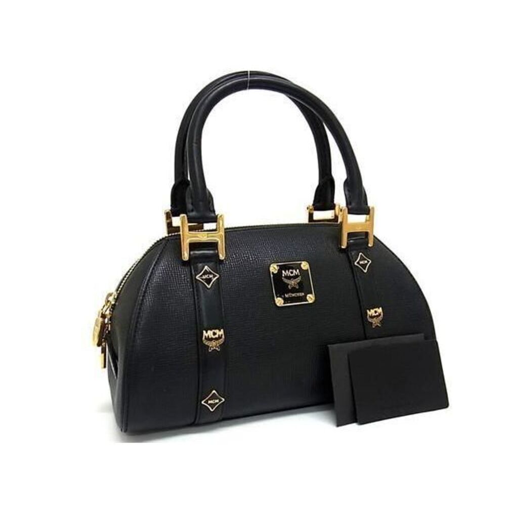 MCM Leather Handbag Tote Bag Black